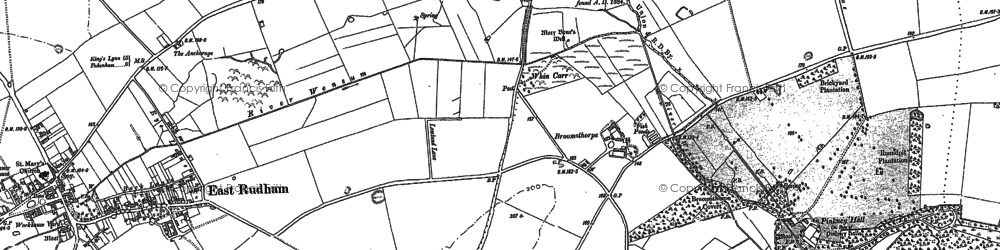 Old map of Broomsthorpe in 1885