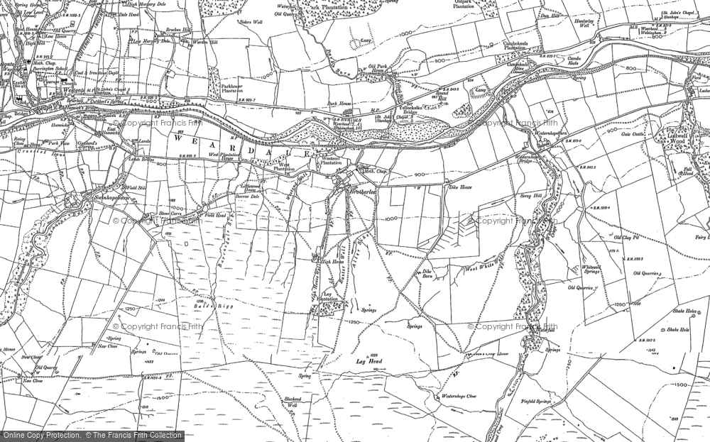 Old Map of Historic Map covering Westernhope Burn in 1895