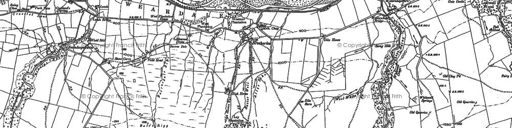 Old map of Westernhope Burn in 1895