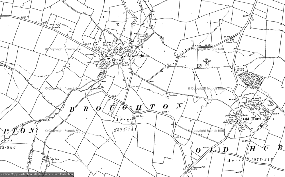 Old Map of Broughton, 1887 in 1887