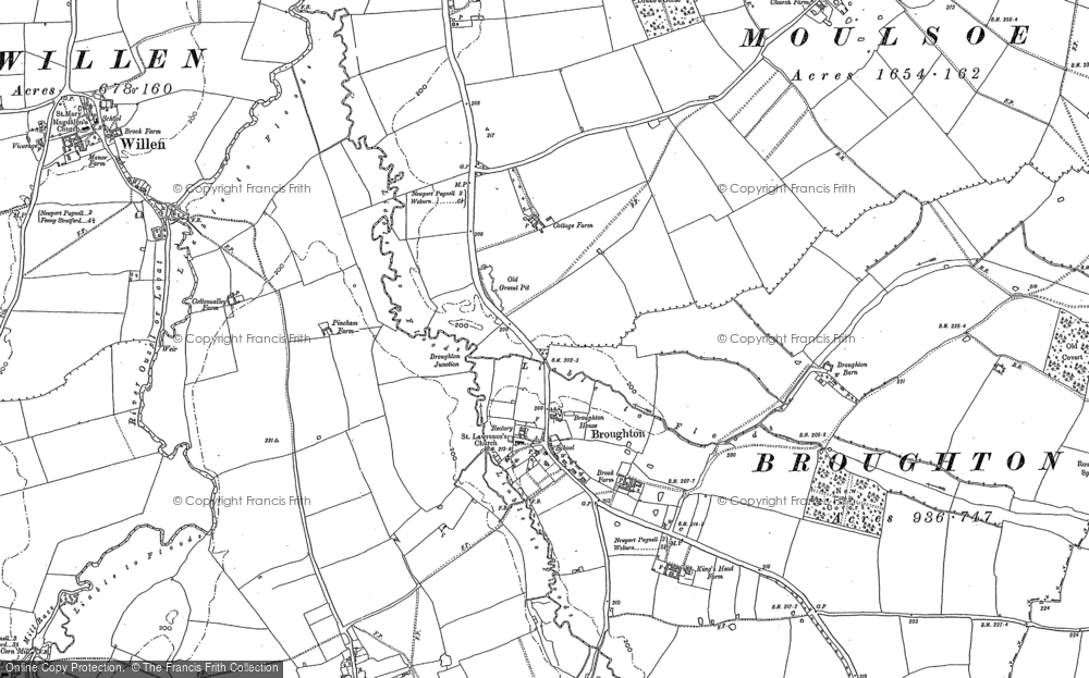 Old Map of Historic Map covering Broughton Manor in 1924