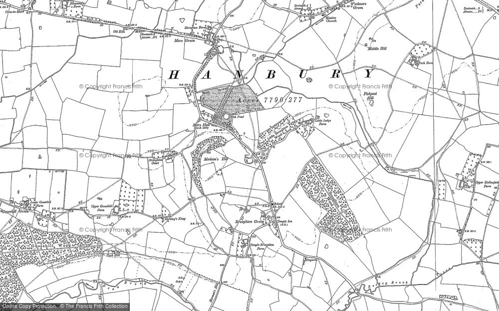 Old Map of Historic Map covering Broughton Wood in 1883