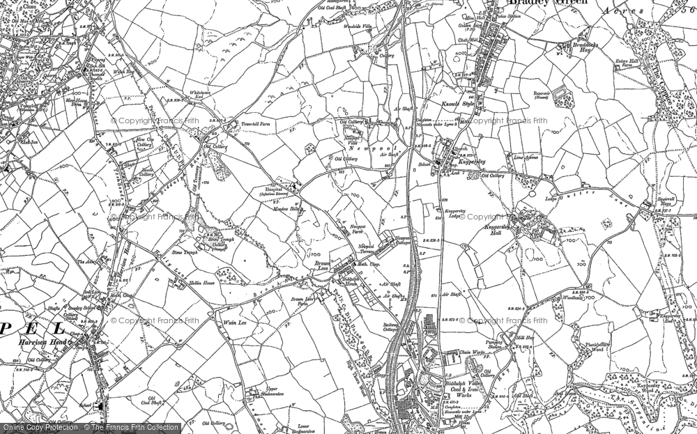 Old Map of Brown Lees, 1878 - 1898 in 1878