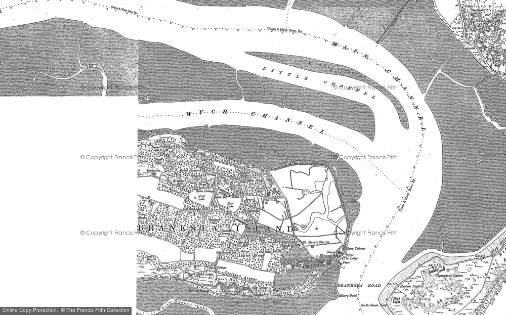 Old Map of Historic Map covering Poole Harbour in 1886