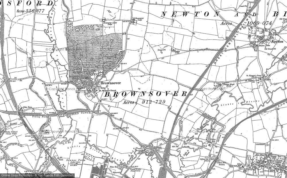 Old Map of Brownsover, 1886 - 1903 in 1886