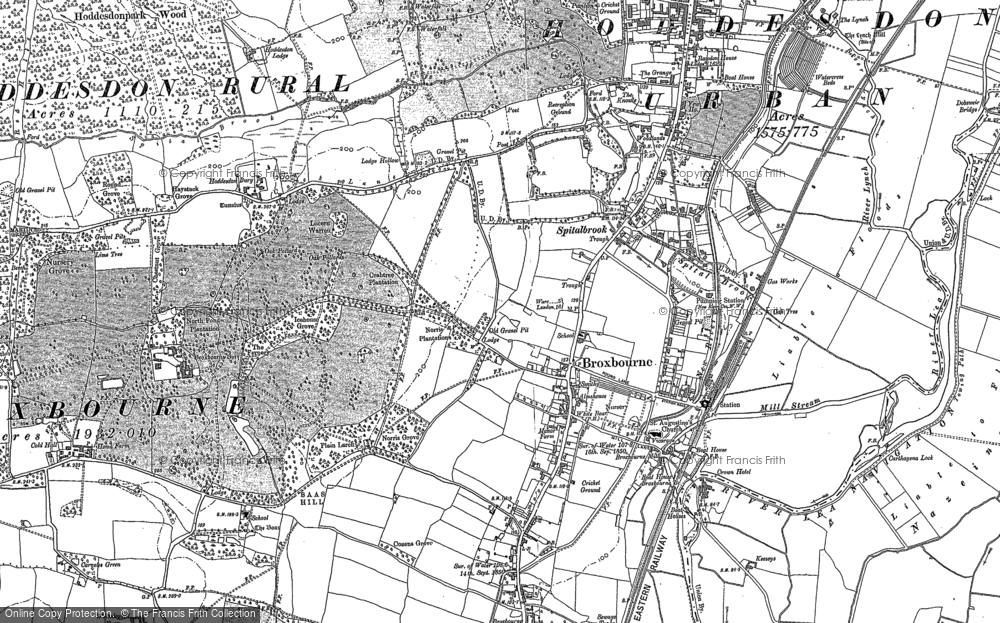 Old Map of Broxbourne, 1896 - 1915 in 1896