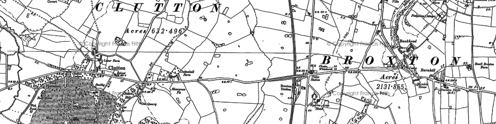 Old map of Broxton in 1897