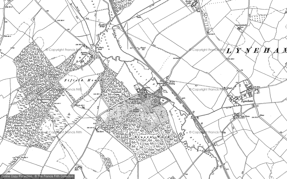 Old Map of Historic Map covering Bruern Wood in 1898