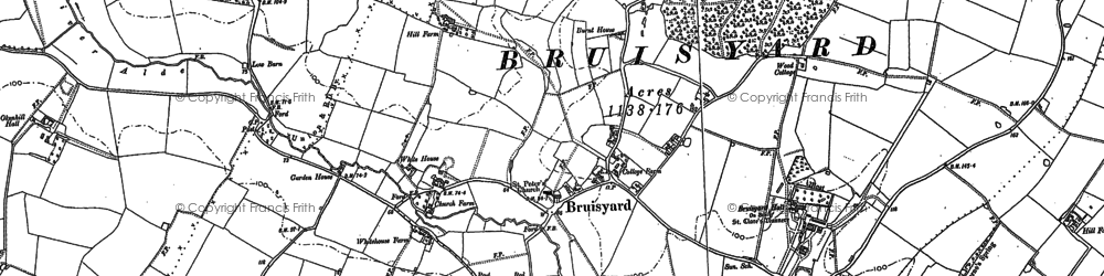 Old map of Bruisyard in 1881