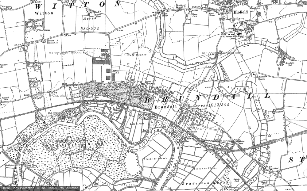 Old Map of Brundall, 1881 - 1884 in 1881