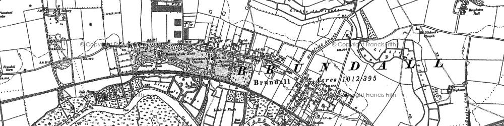 Old map of Brundall in 1881