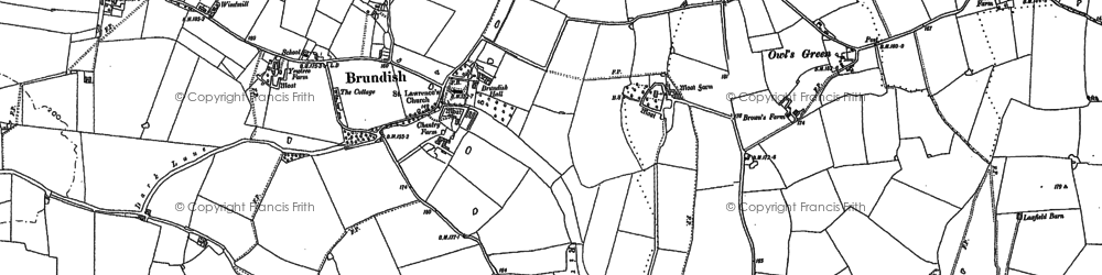 Old map of Brundish Street in 1883