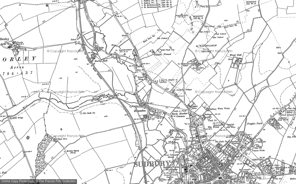 Old Map of Brundon, 1896 - 1902 in 1896