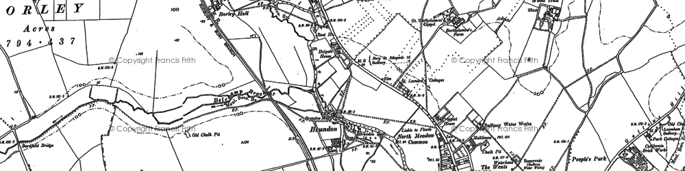 Old map of Brundon in 1896
