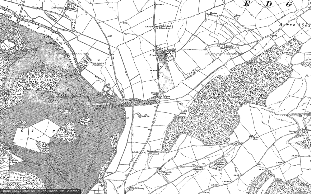 Old Map of Brunslow, 1883 in 1883