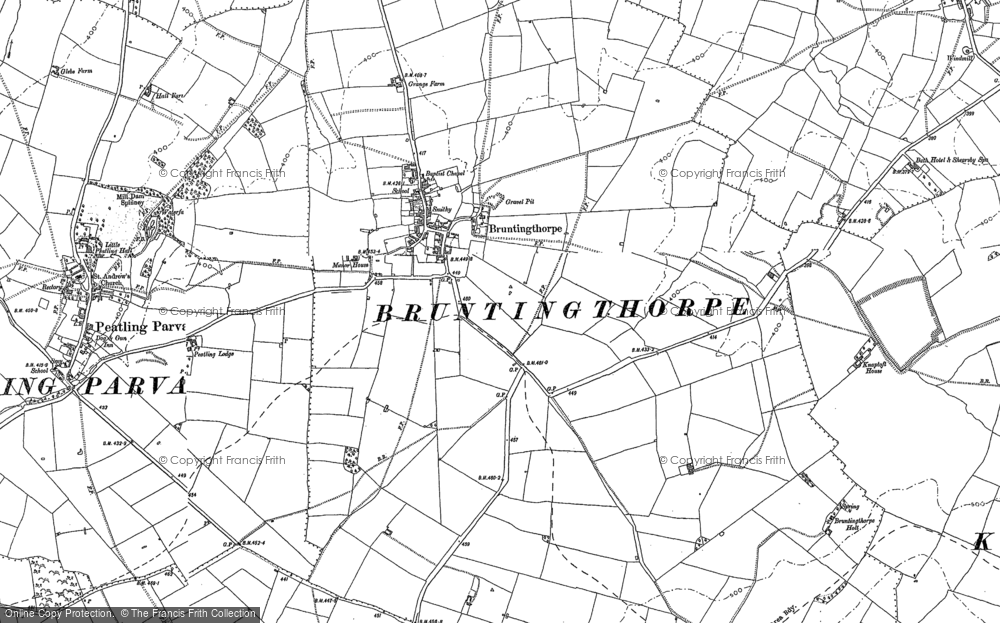 Old Map of Bruntingthorpe, 1885 in 1885