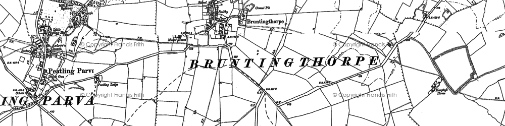 Old map of Bruntingthorpe in 1885