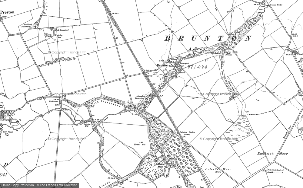Old Map of Brunton, 1896 in 1896