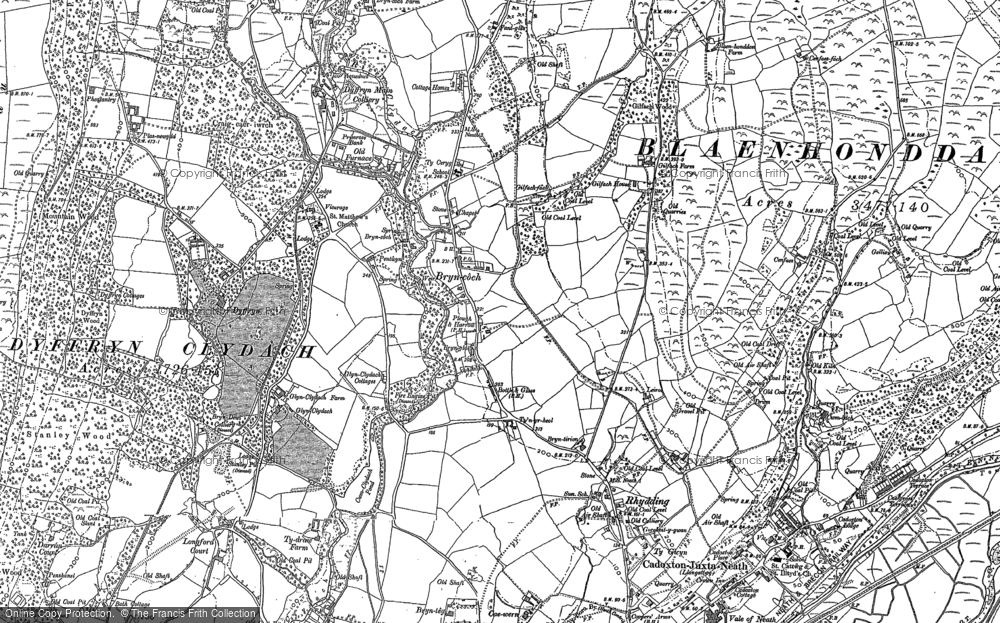 Old Map of Historic Map covering Bryncoch in 1897
