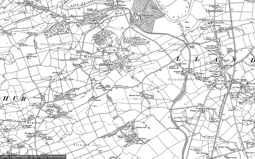 Old Map of Historic Map covering Tre-derwen in 1900