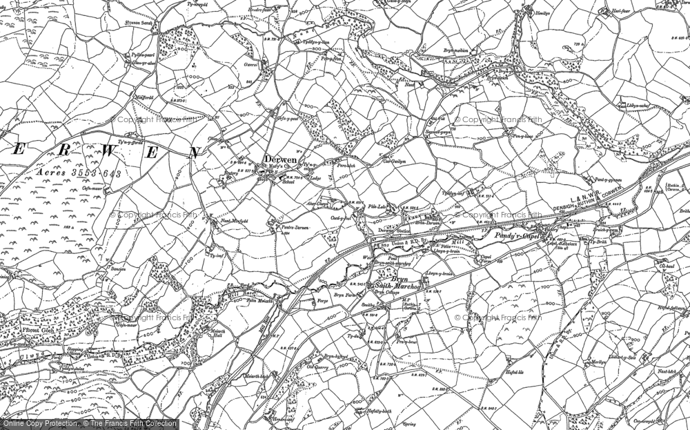 Old Map of Historic Map covering Pandy'r Capel in 1876