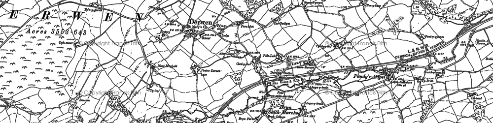 Old map of Bryn Saith Marchog in 1876
