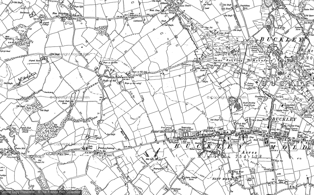 Old Map of Historic Map covering Argoed Hall in 1898