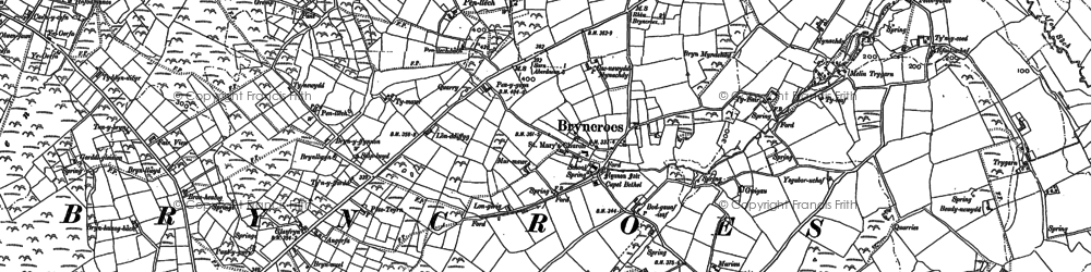 Old map of Bryncroes in 1888