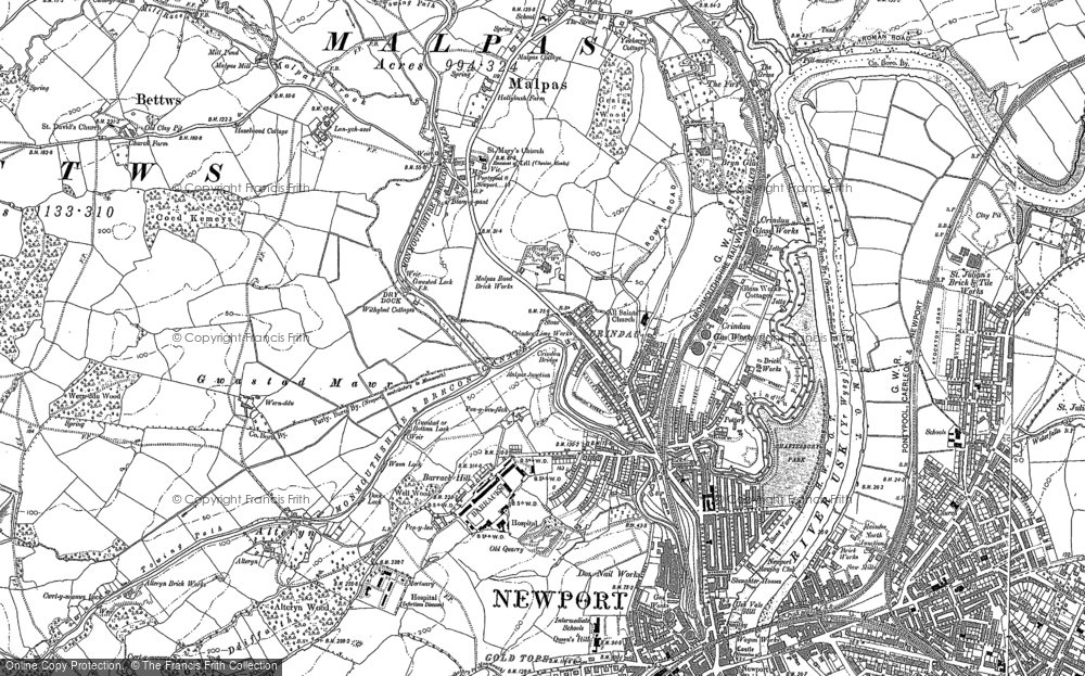 Old Map of Brynglas, 1900 in 1900