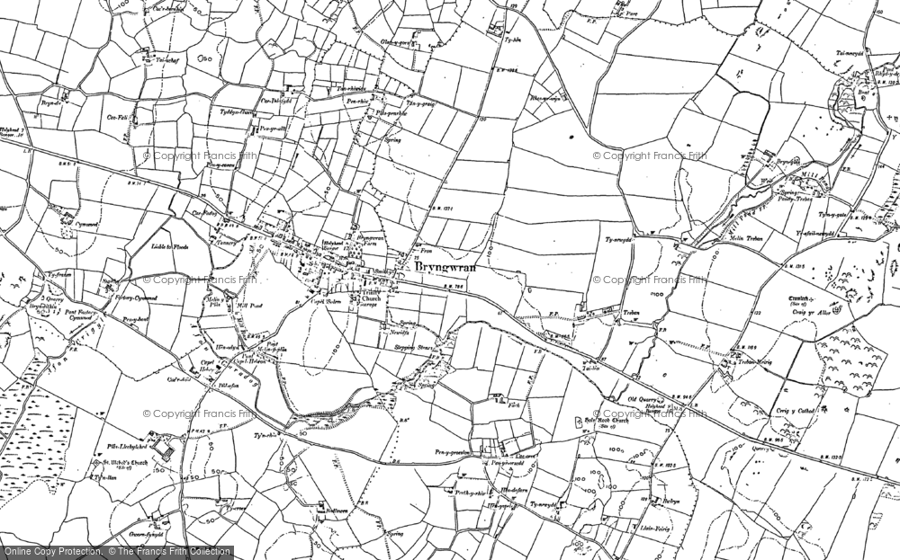 Old Map of Historic Map covering Bryn Hyfryd in 1887