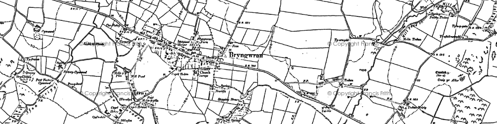 Old map of Bryngwran in 1887