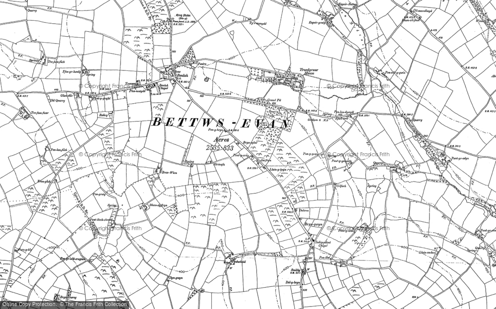 Old Map of Historic Map covering Bryngwrog in 1887