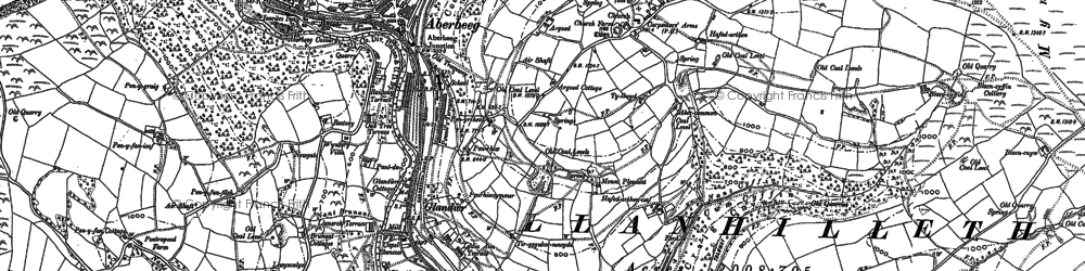 Old map of Brynithel in 1899