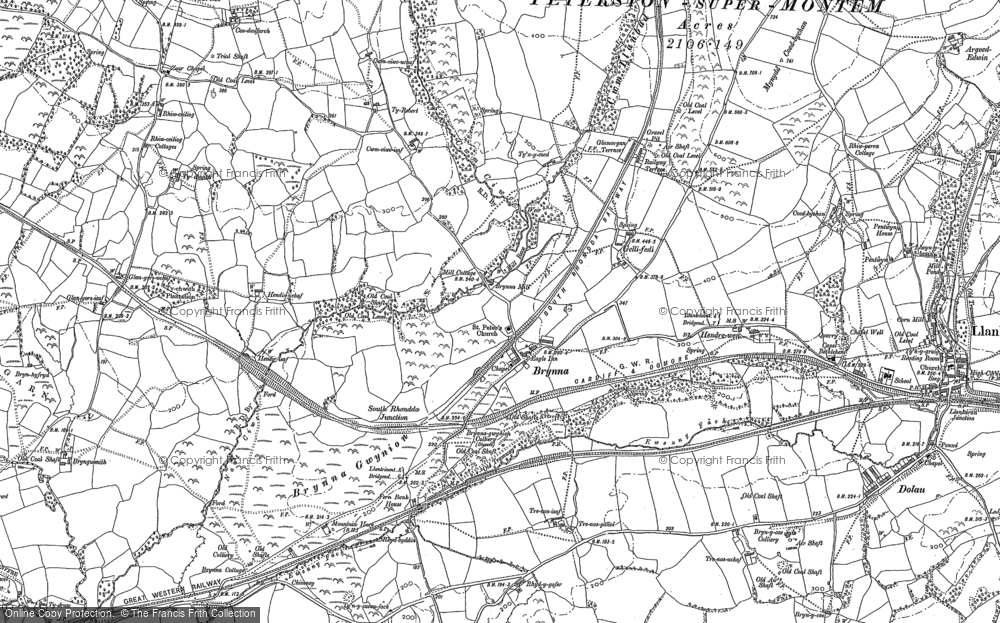 Old Map of Historic Map covering Brynnau Gwynion in 1897