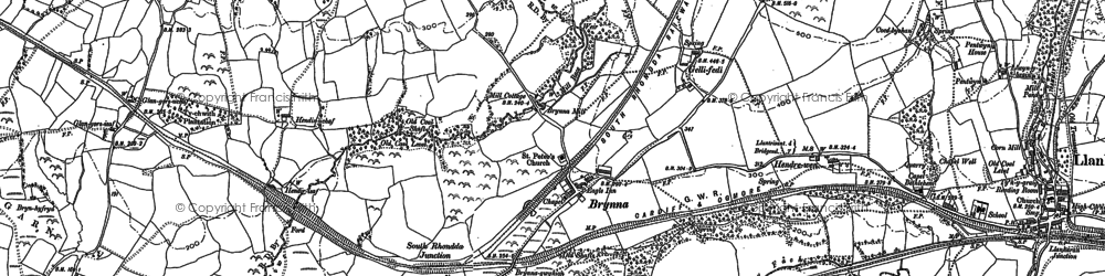 Old map of Brynnau Gwynion in 1897