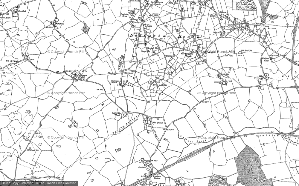 Old Map of Historic Map covering Dudleston Hall in 1874