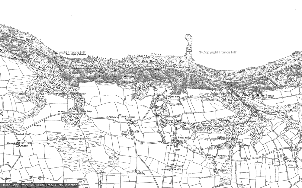 Old Map of Historic Map covering Bitworthy in 1884