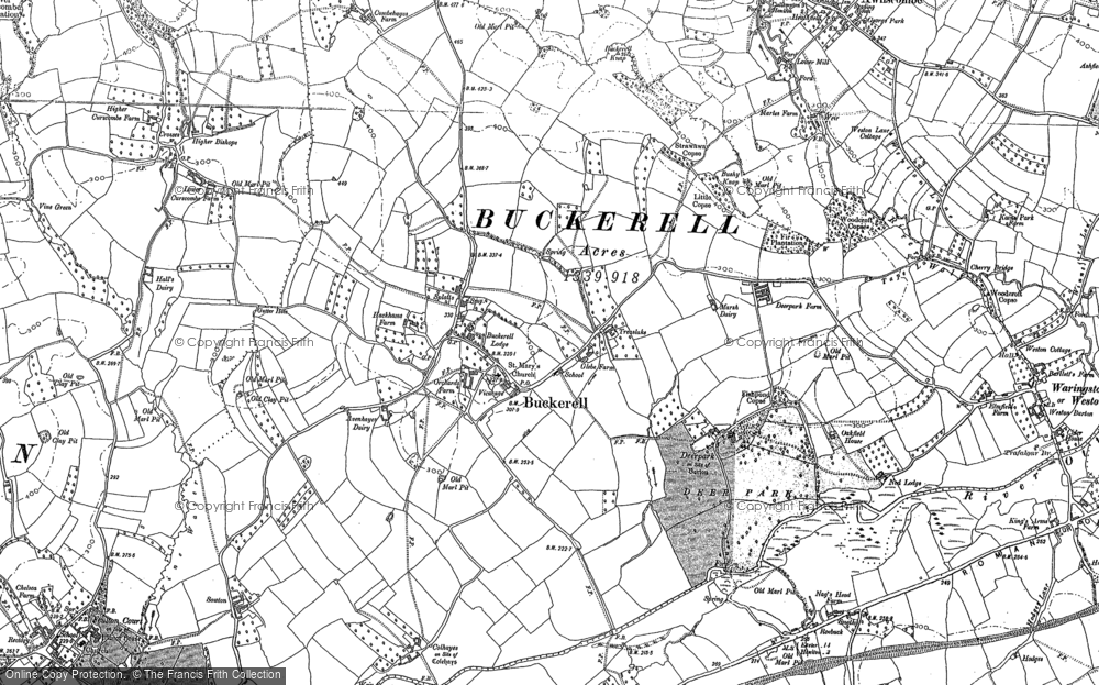 Old Map of Historic Map covering Buckerell Knap in 1887