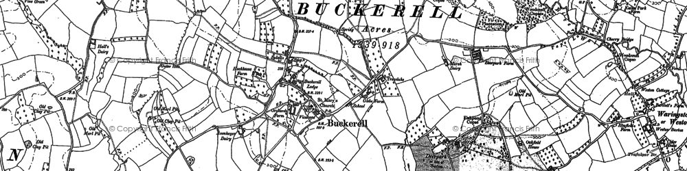 Old map of Buckerell in 1887