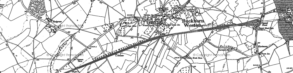 Old map of Buckhorn Weston in 1900
