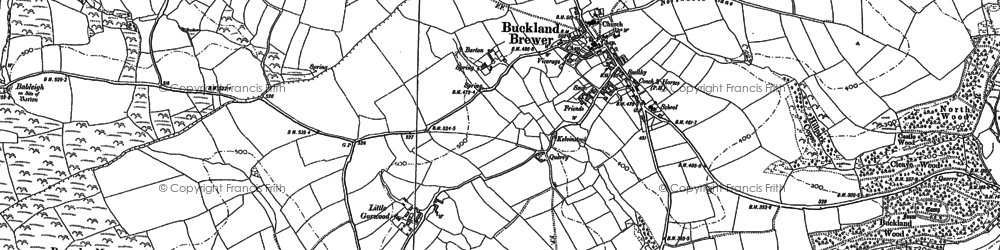 Old map of Buckland Brewer in 1884