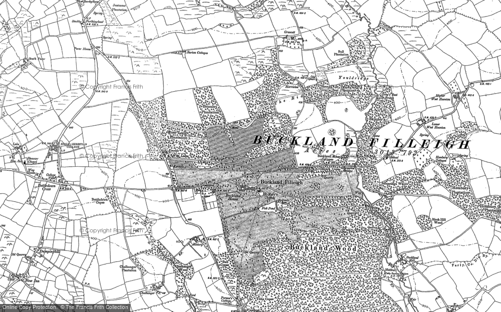 Old Map of Historic Map covering Buckland Mill in 1884
