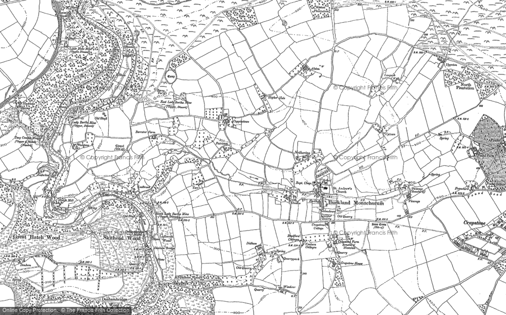 Old Map of Buckland Monachorum, 1883 - 1905 in 1883