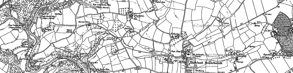 Old map of Buckland Monachorum in 1883