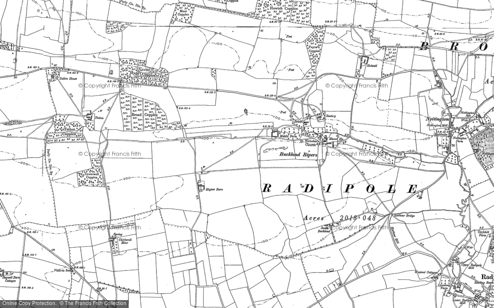 Old Map of Buckland Ripers, 1886 - 1902 in 1886