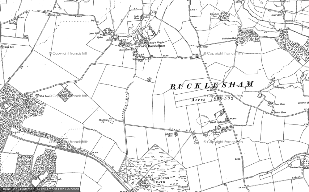 Old Map of Historic Map covering Levington Heath in 1880