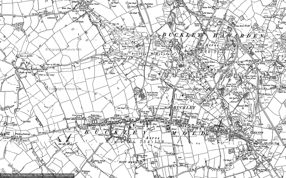 Old Map of Historic Map covering Nant Mawr in 1898