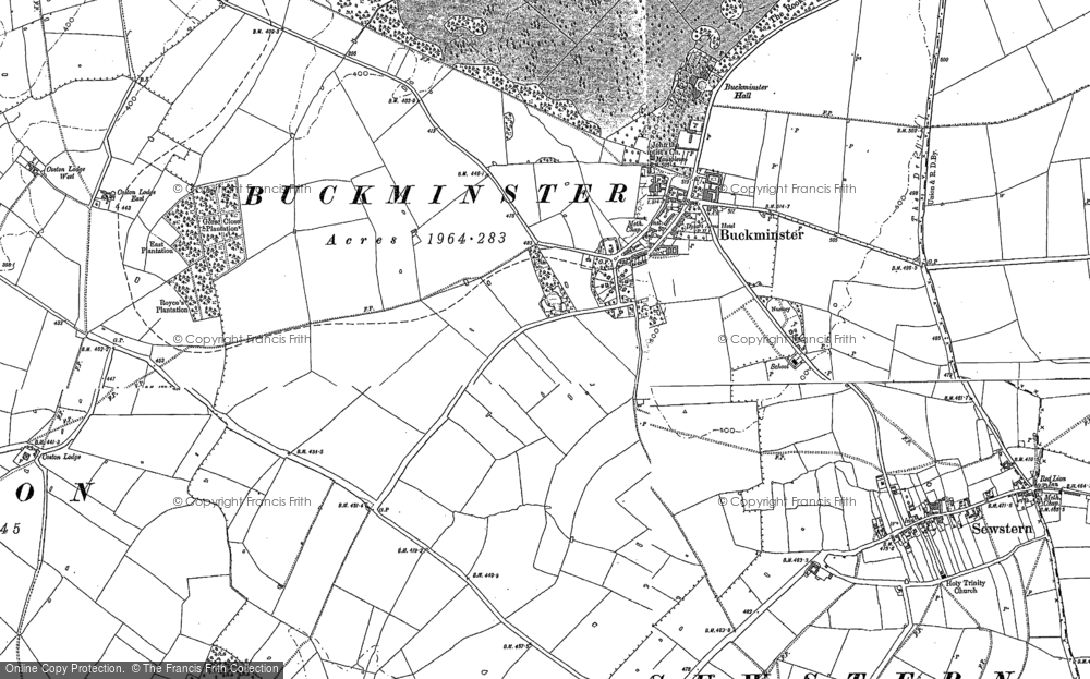 Old Map of Buckminster, 1887 - 1904 in 1887