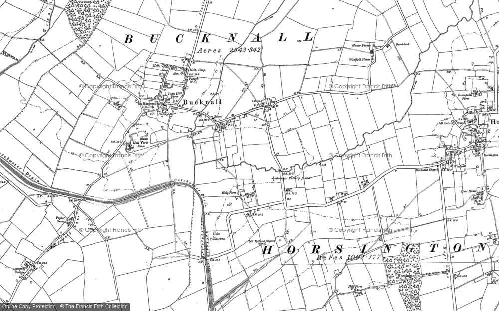 Old Map of Bucknall, 1886 in 1886