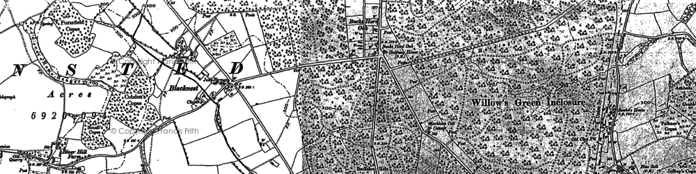 Old map of Bucks Horn Oak in 1909